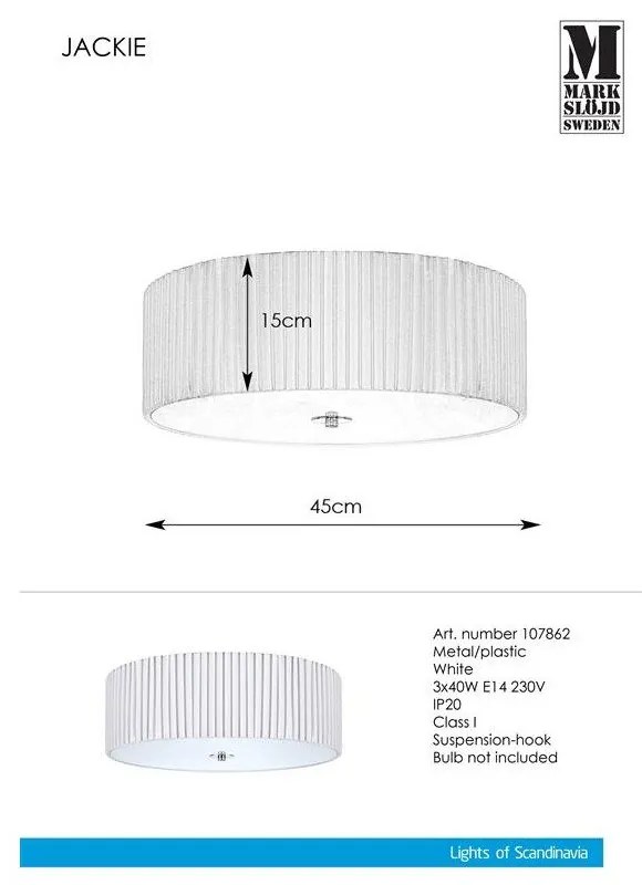 Jackie Plafond 3L fehér mennyezeti lámpa, ⌀ 45 cm - Markslöjd