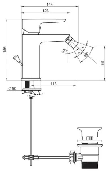 JIKA H3412H10041101 - PONTA bidé csaptelep 15,6 cm, fényes króm