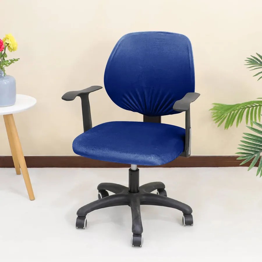 ForgószékHuzat (bársonyos, 2 részes, sötétkék)