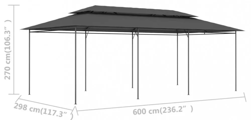 antracitszürke pavilon 600 x 298 x 270 cm