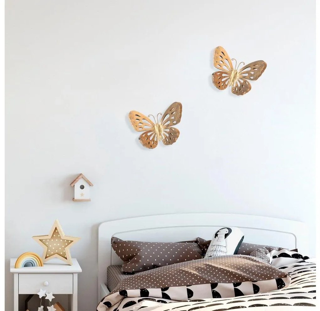 Fali dekoráció 32x29 cm fém pillangó