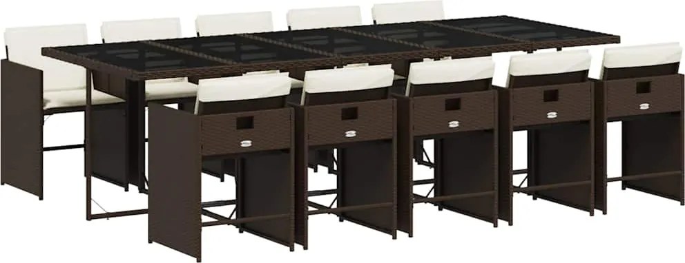 vidaXL 11 részes barna polyrattan kerti ülőgarnitúra párnákkal