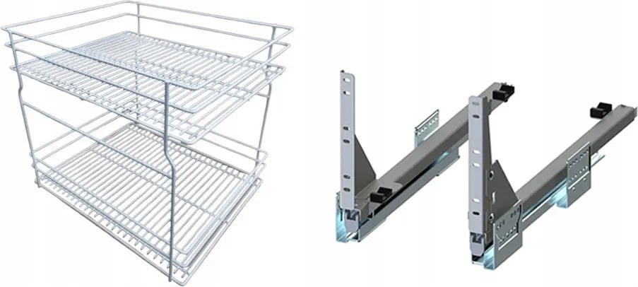 Cargo kosár alsó szekrényhez 60cm 600 Fehér 2p push Rejs teljes kihúzás