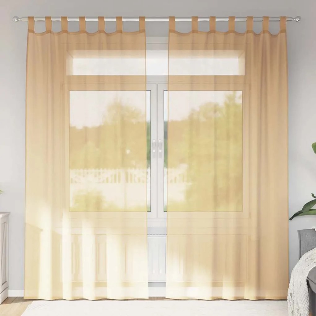 vidaXL 2 db homokszínű voile függönyök rúd zsebekkel