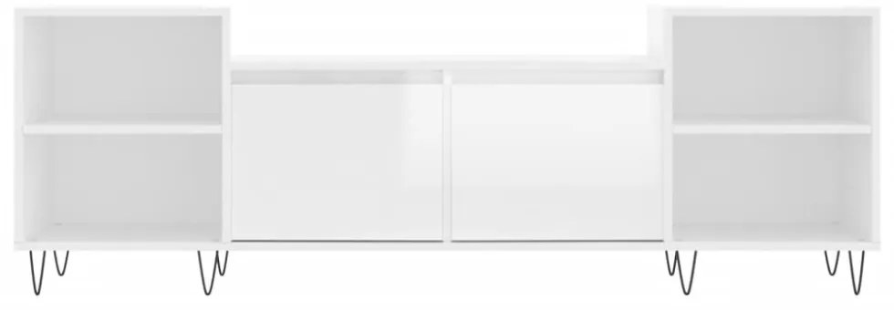 fehér magasfényű szerelt fa TV-szekrény 160x35x55 cm
