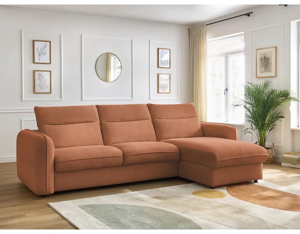 Narancssárga kinyitható sarokkanapé (variálható) Achille – Bobochic Paris