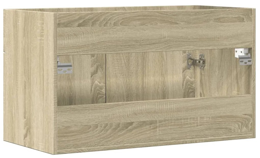 sonoma tölgy szerelt fa fürdőszobai mosdószekrény 90x38,5x46 cm