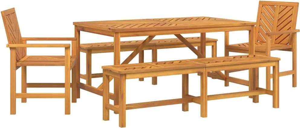 vidaXL Kert étkező szett 5 pcs Barna Tömör Akácfa