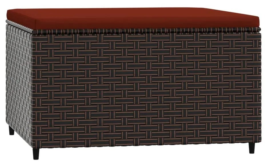 Barna polyrattan kerti lábtartó párnával