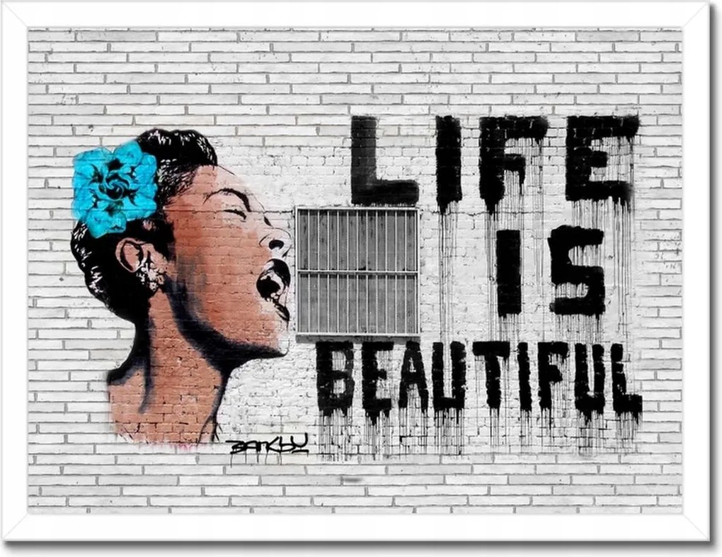Poszterek keretben 40x30 Banksy Life is beautiful