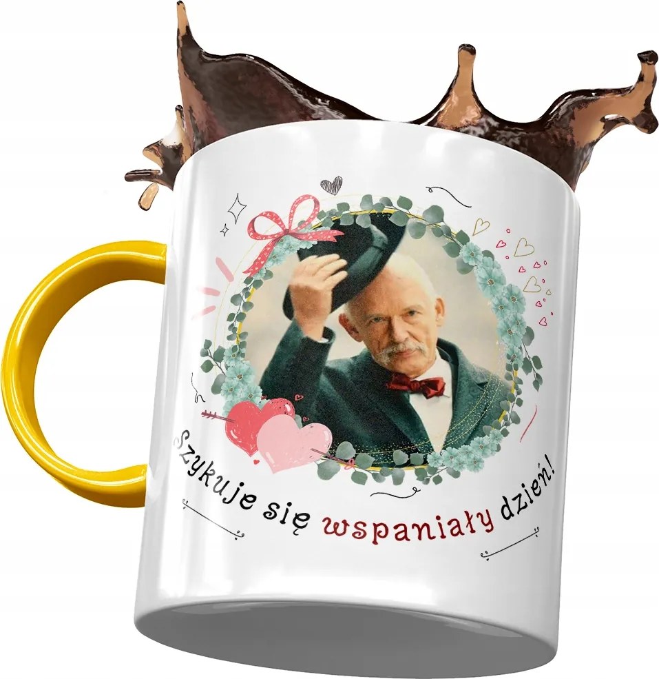 Sárga Janusz Corwin Mikke bögre Ajándék Nyomtatott Fotóval