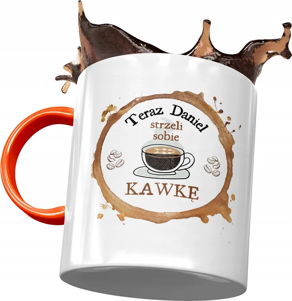 Narancssárga bögre Daniel Kollégának Ajándék Nyomtatott Fotóval