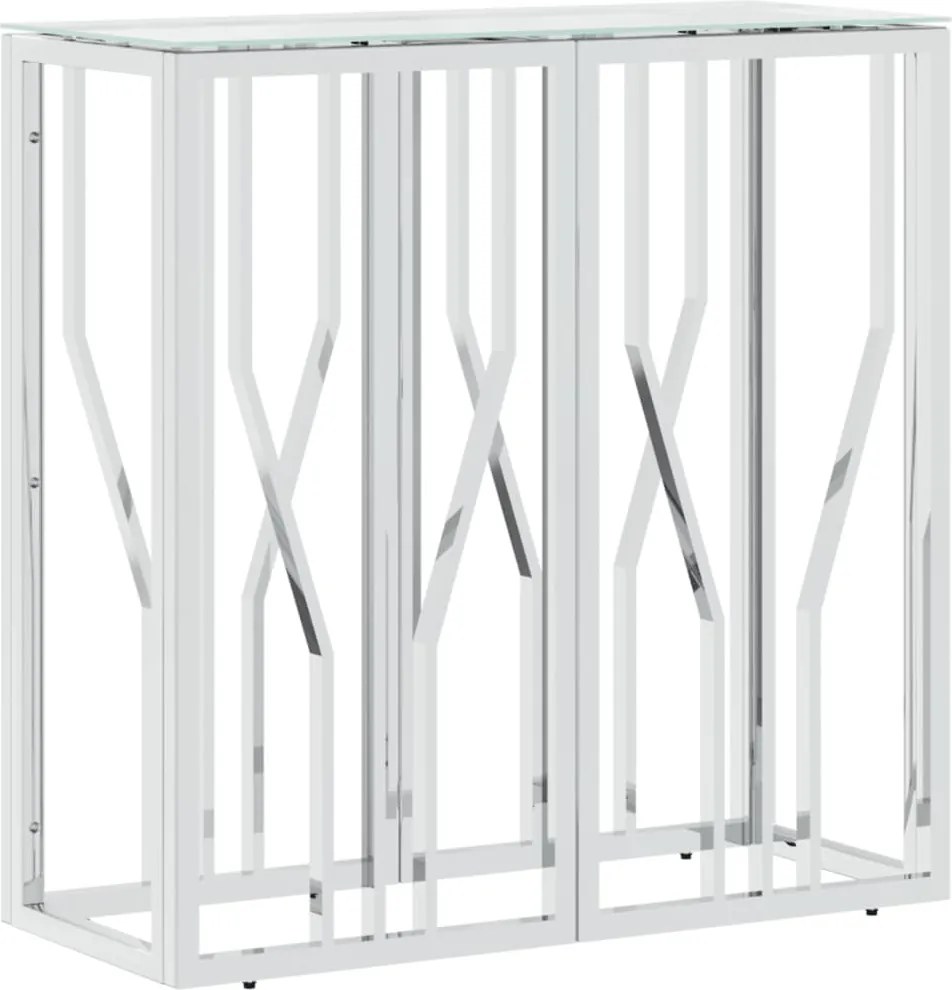 vidaXL üveg és rozsdamentes acél tálalóasztal 70x30x70 cm