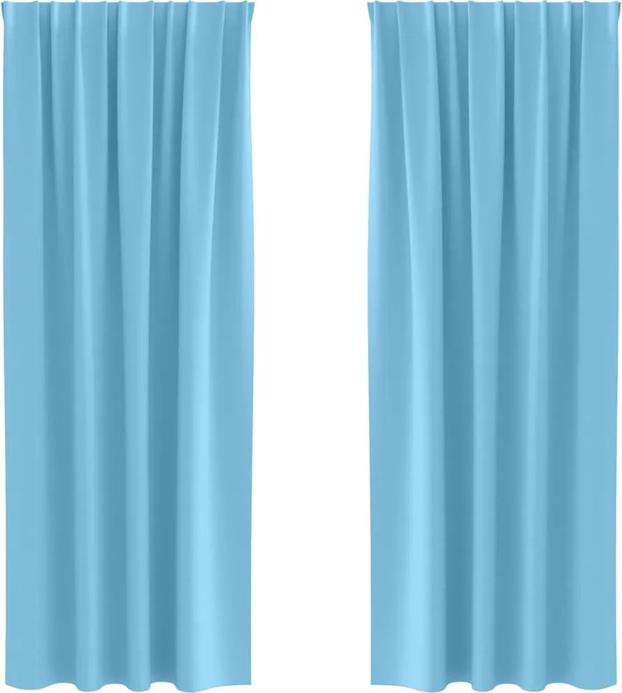 vidaXL Fekete Függöny Gyűrűkkel 2 pcs Világoskék 225 x 140 cm