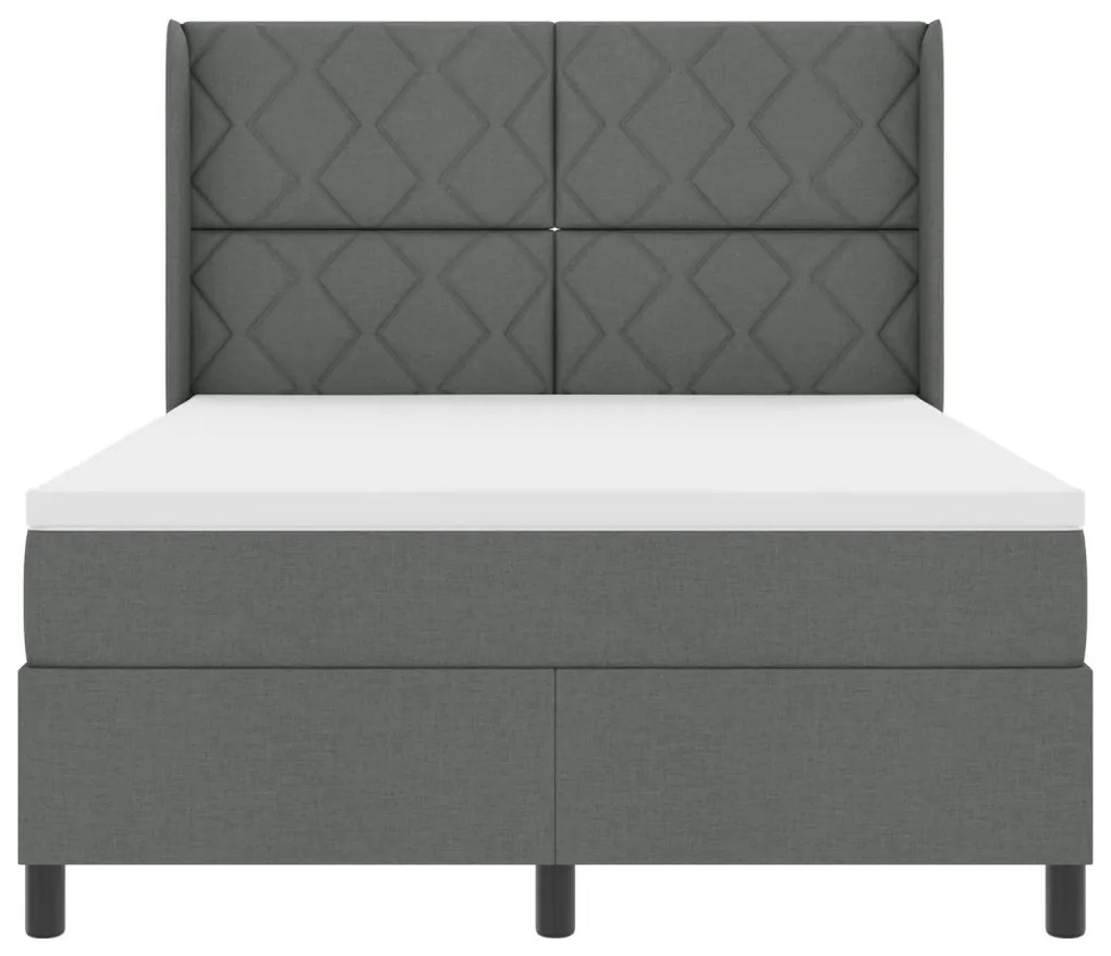 Boxspring Ágy Matraccal és LED világítással Sötétszürke 160x200 cm Szövet