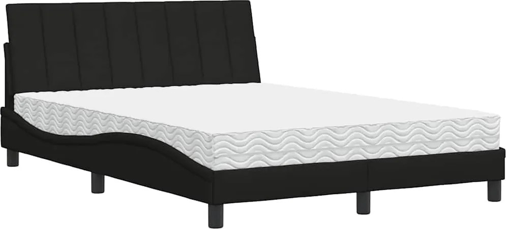 vidaXL fekete szövet ágy matraccal Hanko 140x190 cm
