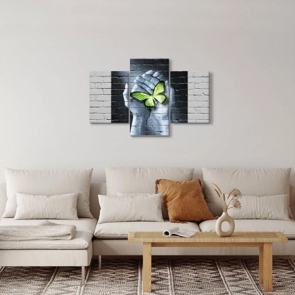 Kép - Zöld pillangó a falon (90x60 cm)