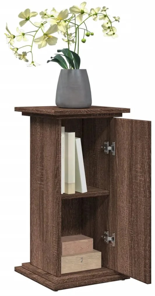 barna tölgy szerelt fa bemutatóállvány tárolóval 31x30x60 cm