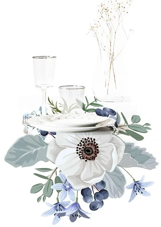 Asztali futó 40x130 cm Blue Rose – Minimalist Cushion Covers