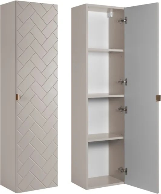 Fürdőszoba szekrény Függő Kasmír oszlop 136 cm halszálka Ragasztó Mdf frontok