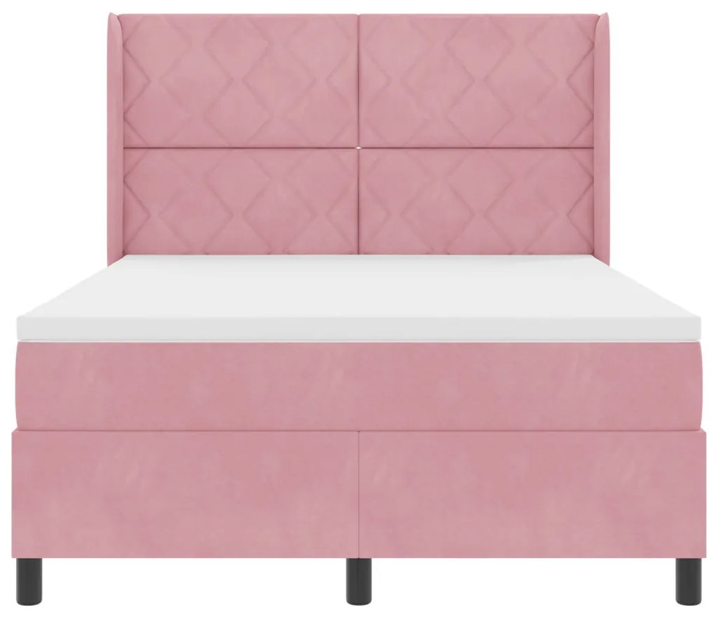 Box Spring Ágy Matraccal &amp; LED rózsaszín 140x190 cm Bársony