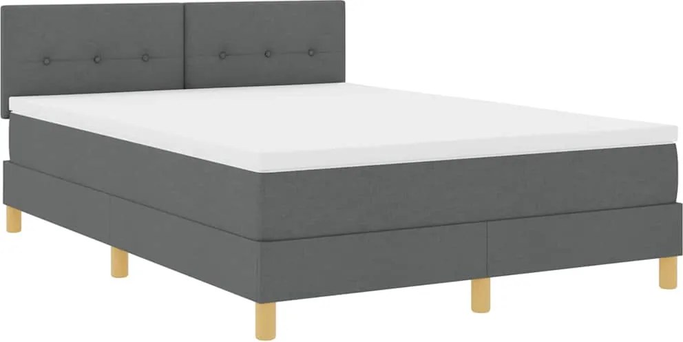 vidaXL LED Box Spring Ágy matracmal Sötétszürke 140 x 190 cm szövet