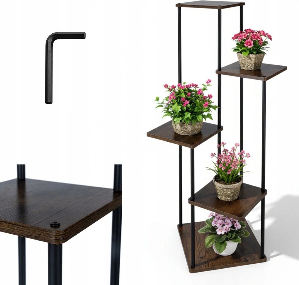 Loft álló virágágyás Magas 108cm virágtartó állvány polc