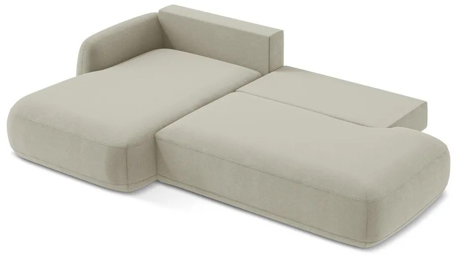 Bézs kinyitható sarokkanapé (bal oldali-heverő résszel) Hale – Makamii