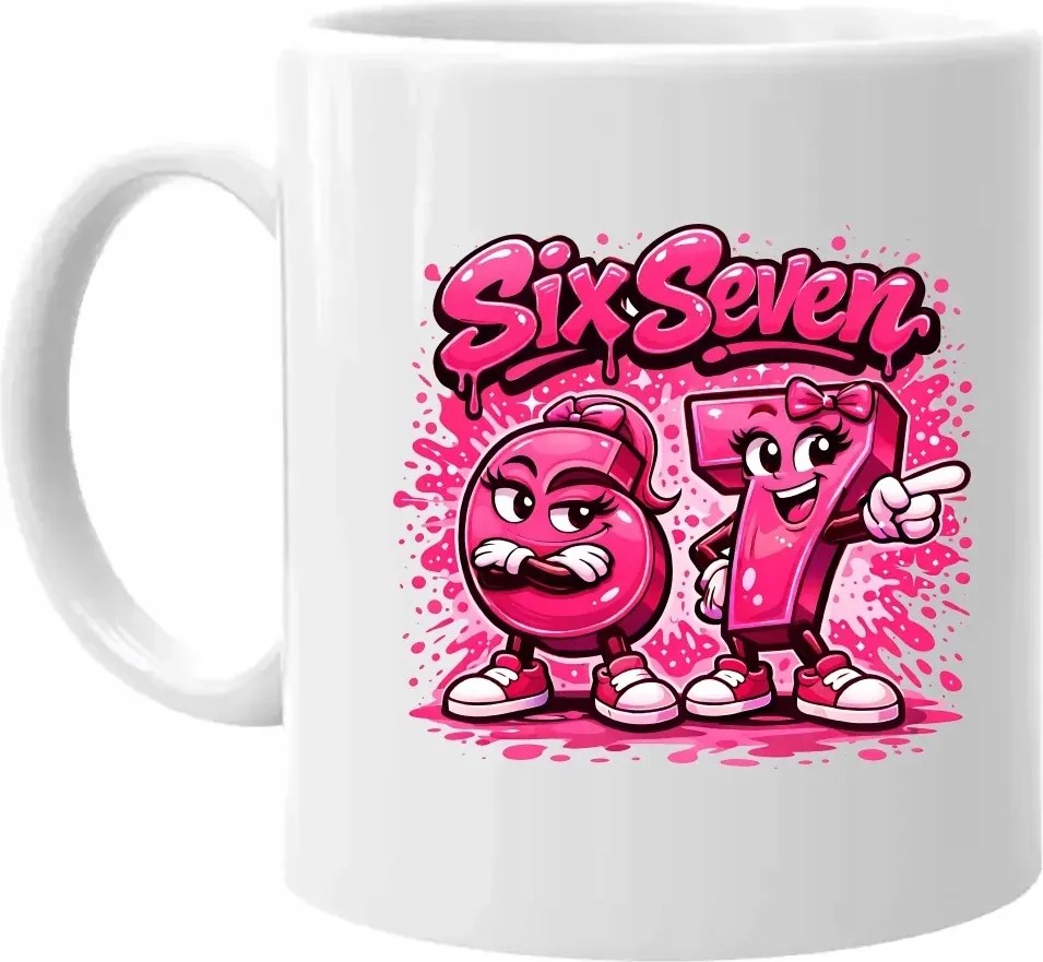 Six seven 67 rózsaszín változat Trendi Nyomtatott Bögre Ajándék