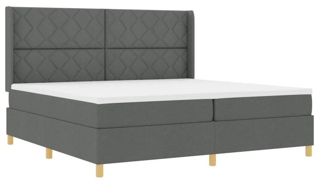 Box Spring ágy matracmal Sötétszürke 200 x 200 cm szövet