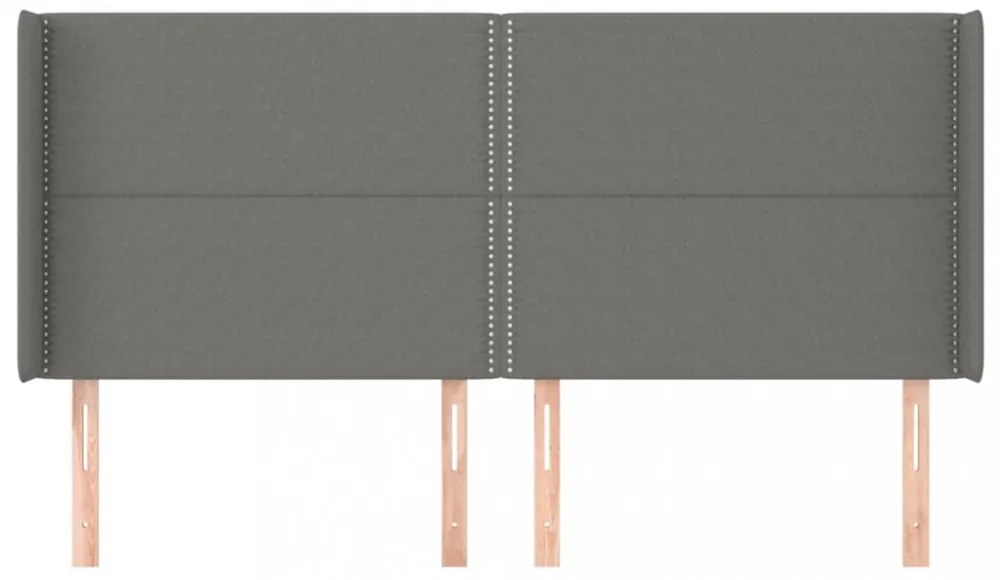 sötétszürke szövet fejtámla szárnyakkal 203x16x118/128 cm