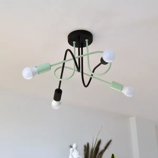 Felületre szerelhető csillár OXFORD 4xE27/15W/230V fekete/zöld