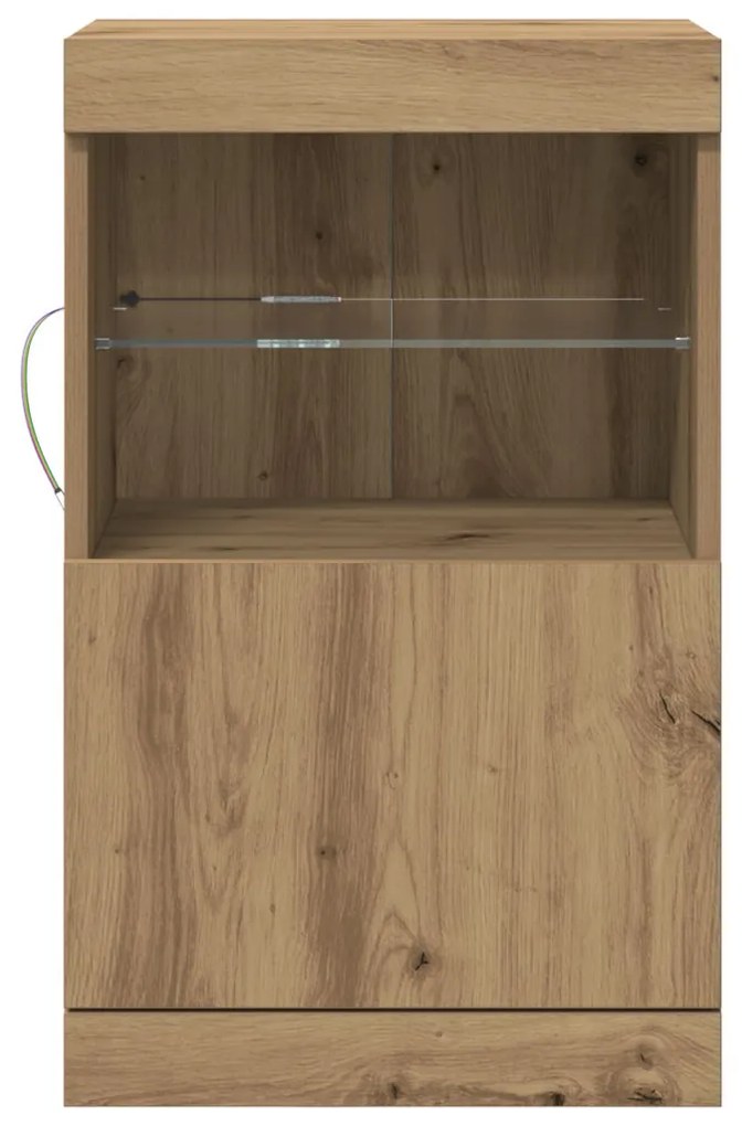 LED világítással ellátott oldalszekrény kézműves tölgy 41x37x67 cm