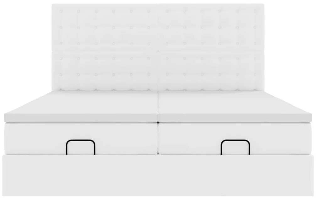 Ottomán ágykeret matracokkal tiszta fehér 200x200cm műbőrrel