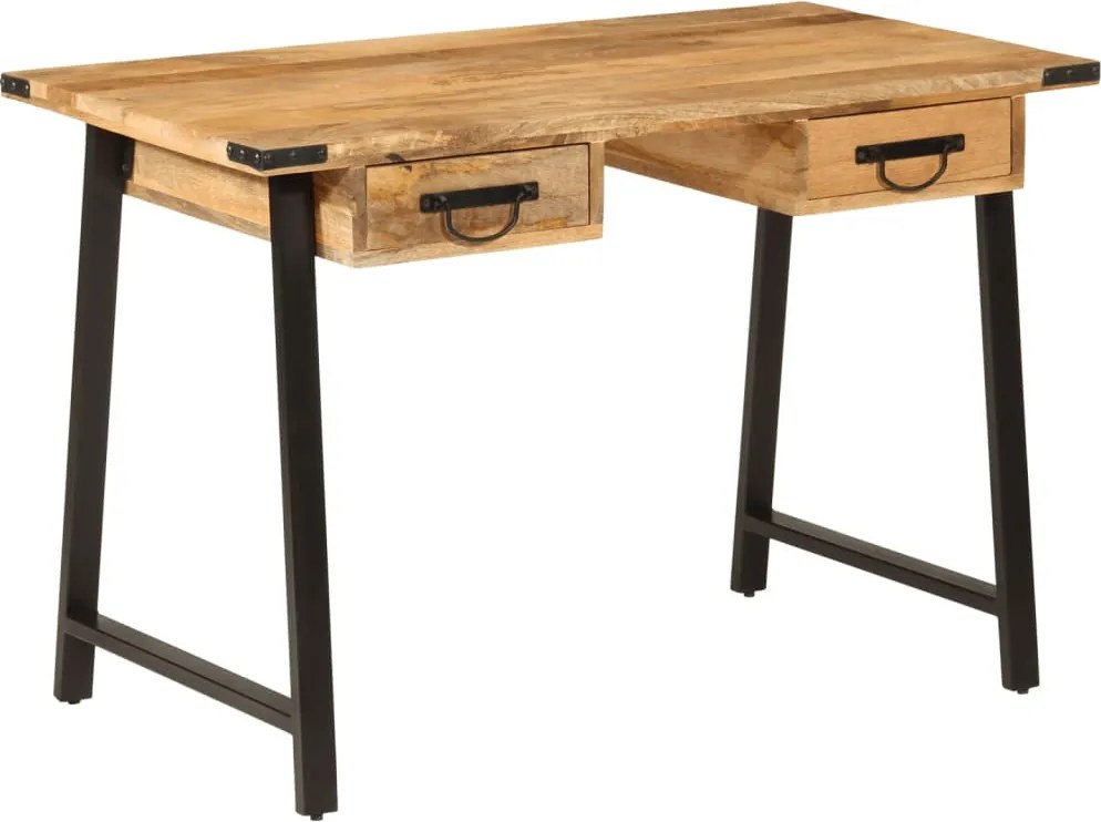 vidaXL tömör mangófa és vas íróasztal fiókokkal 105 x 55 x 70 cm