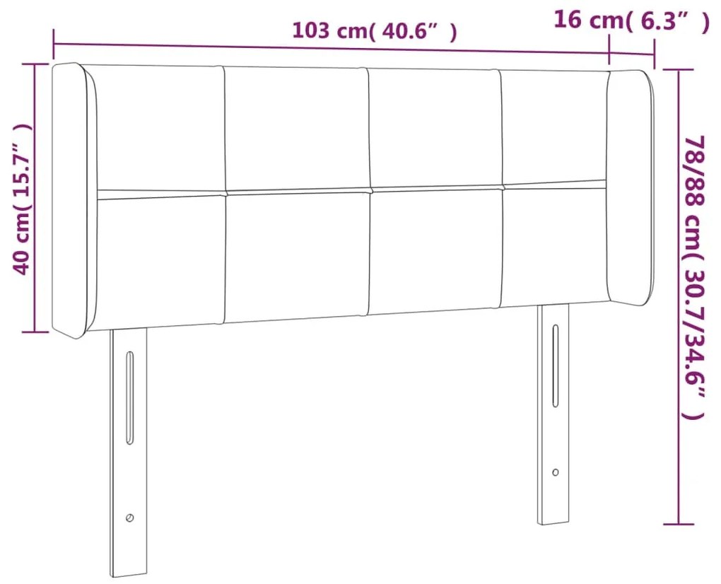 kék szövet fejtámla 103x16x78/88 cm