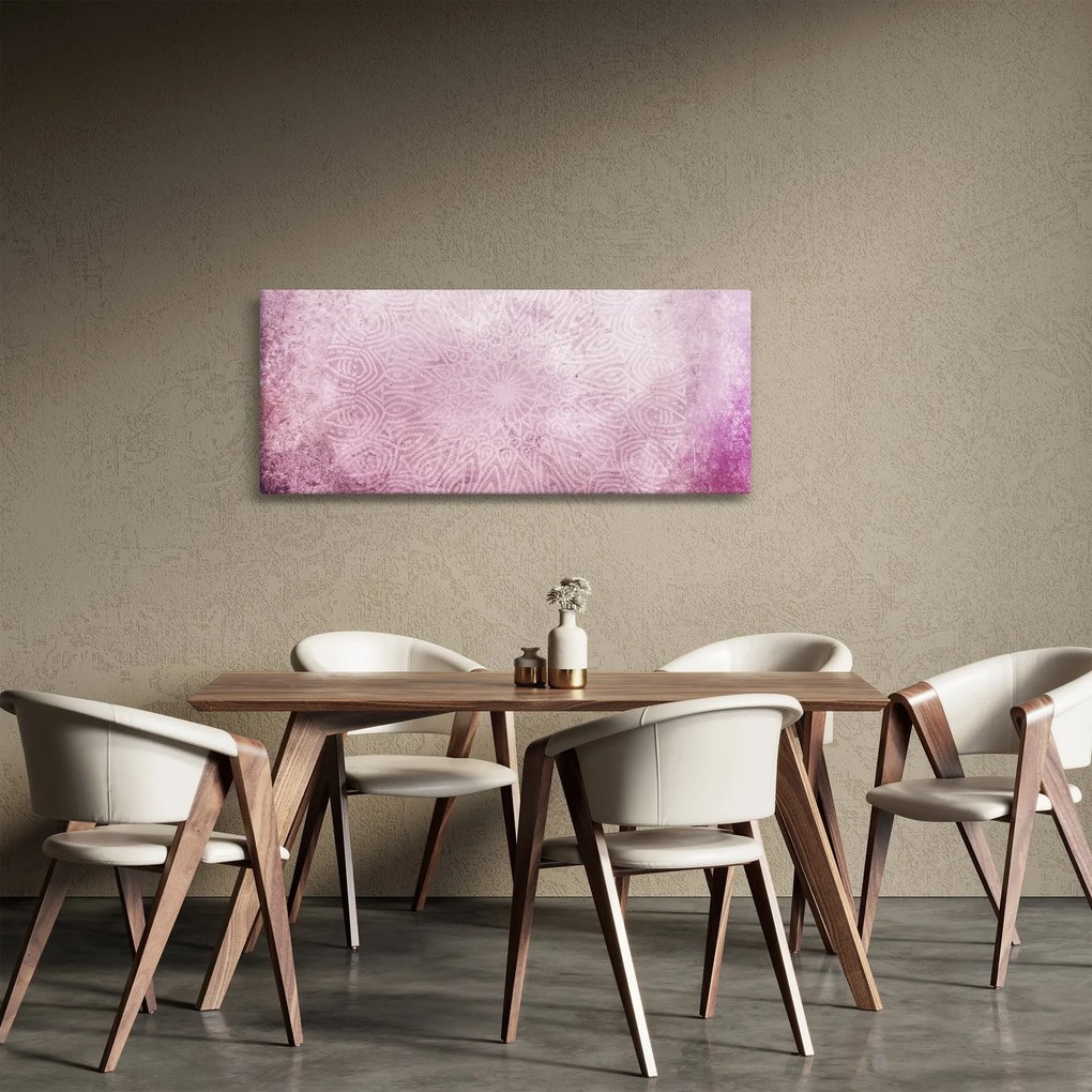 Kép - Mandala rózsaszín falon (120x50 cm)