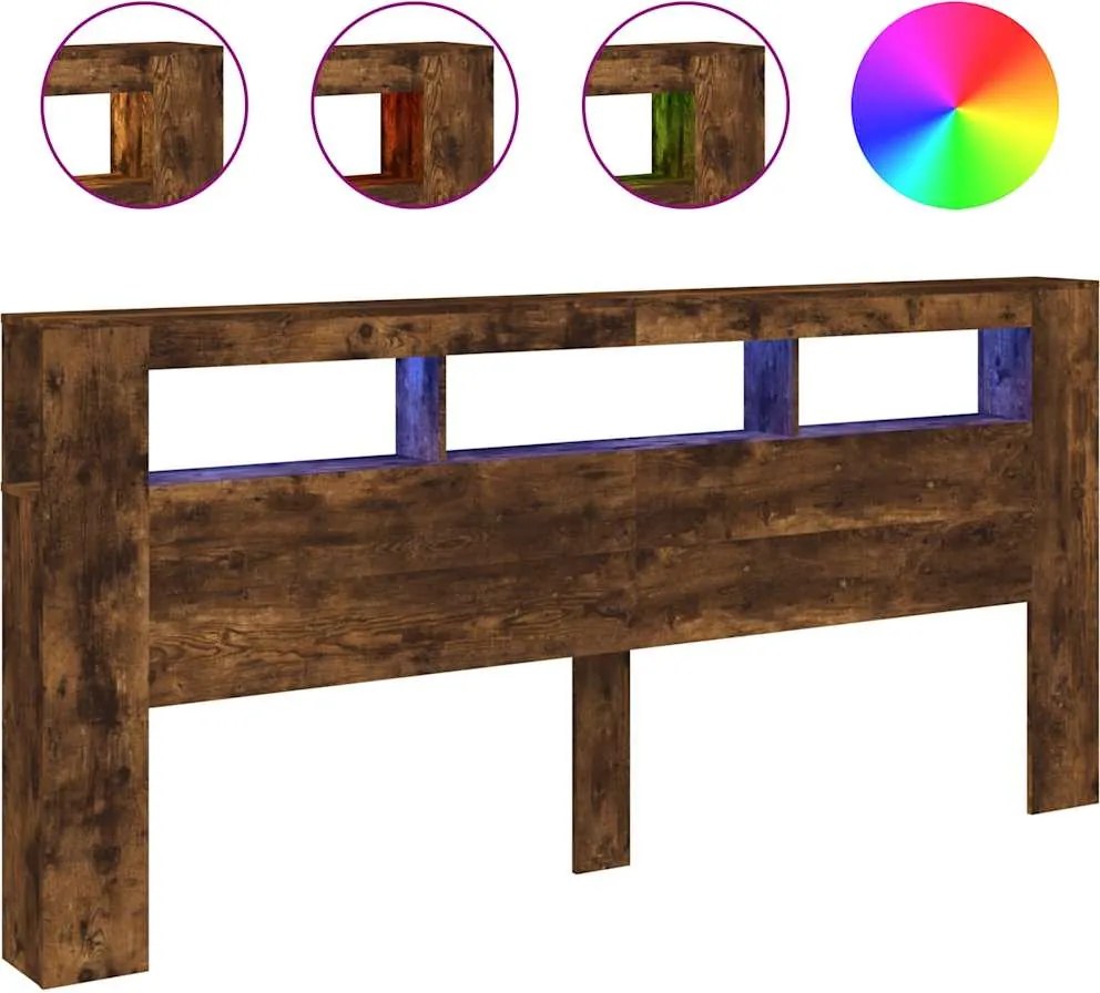 vidaXL sonoma tölgy színű szerelt fa LED-es fejtámla 220x18,5x103,5 cm