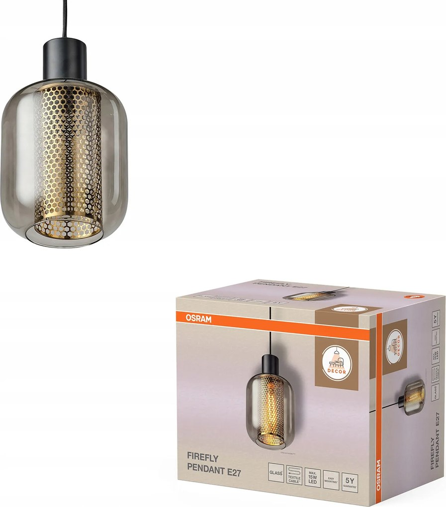 Mennyezeti Lámpa Függő Dekoratív Túlnyúlás E27 Fekete Decor Firefly Osram