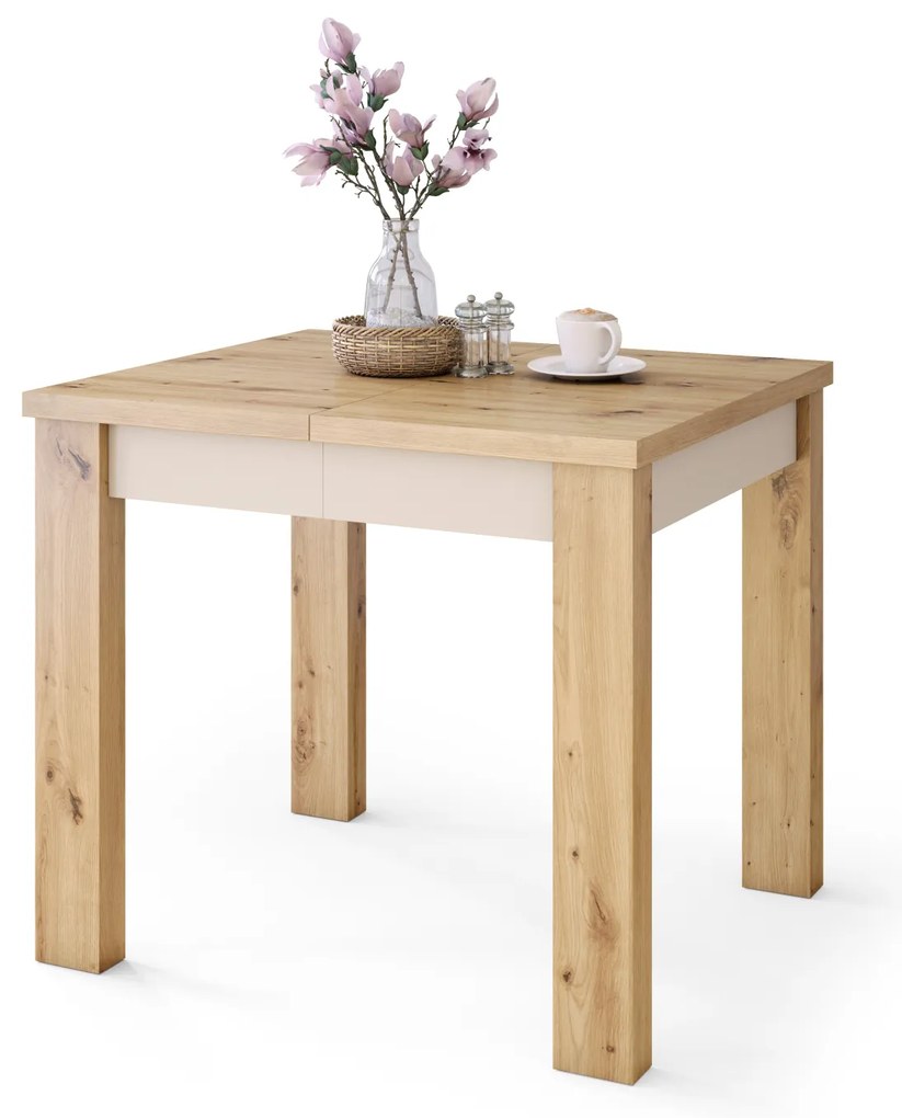 Mazzoni FONTE Artisan Tölgy / Bézs (Pezsgő) -KLASSZIKUS 130 cm-re BŐVÍTHETŐ ASZTAL KONYHÁBA/NAPPALIBA!