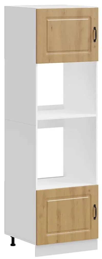 Kalmar 2 db kézműves tölgy színű szerelt fa sütőszekrények