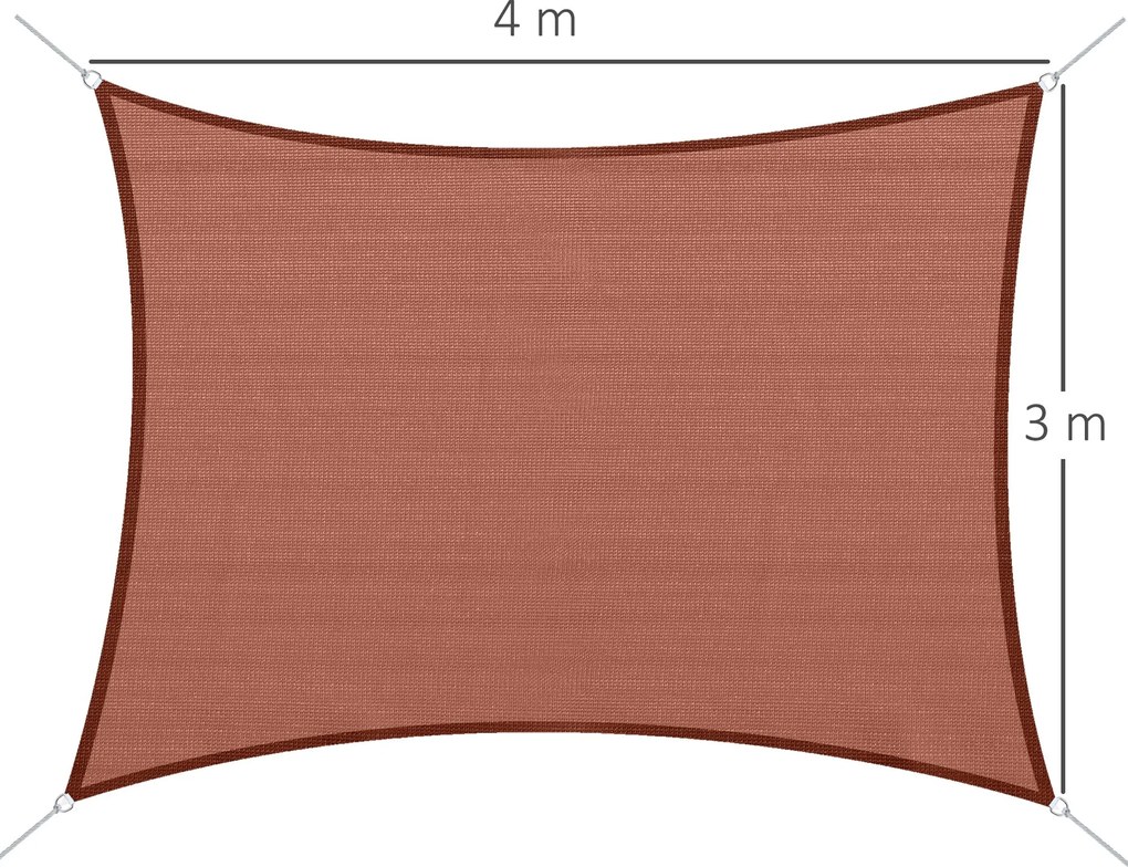 Outsunny Téglalap alakú árnyékoló vászon 3 x 4 m Magas sűrűségű polietilén UV védelemmel, tárolótáskával - Piros | Aosom