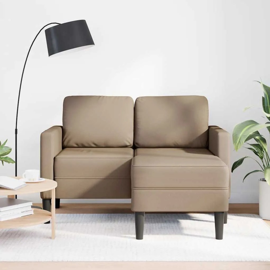 cappuccino műbőr 2 üléses kanapé L-alakú kanapéval 125 cm