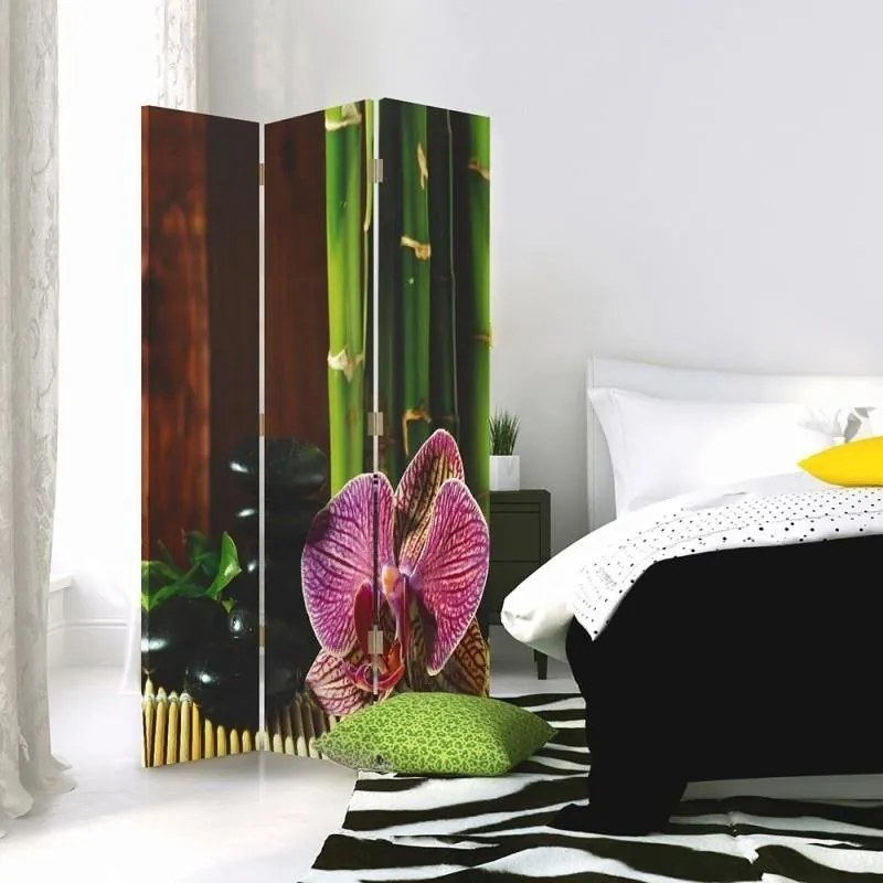 Gario Paraván Kavicsok és orchideák Méret: 110 x 170 cm, Kivitelezés: Klasszikus paraván