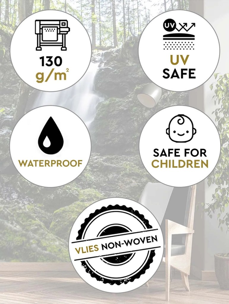 Gario Fotótapéta Vízesés az erdő közepén Anyag: Vlies, Méret: 150 x 210 cm