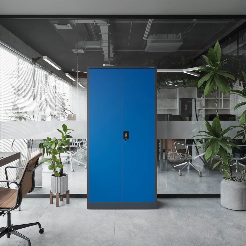 Fém iratszekrény JAN, 900 x 1850 x 400 mm, antracit-kék