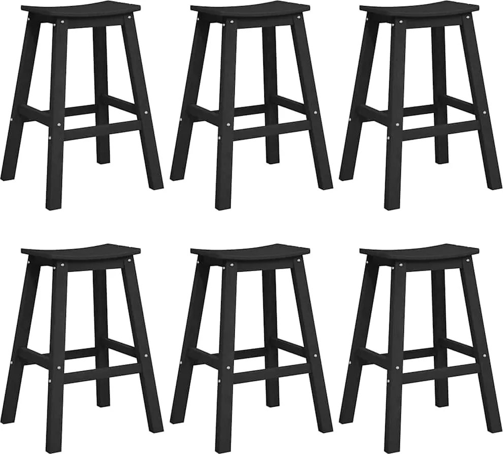 vidaXL Kerti bár szett 6 pcs Fekete HDPE