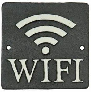 Öntöttvas fali tábla 12x12cm, "Wifi"
