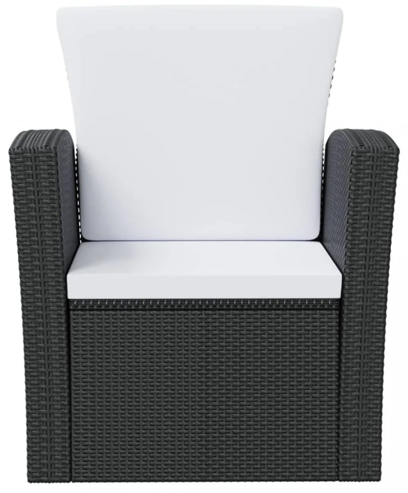 8 részes fekete polyrattan kerti társalgószett párnákkal