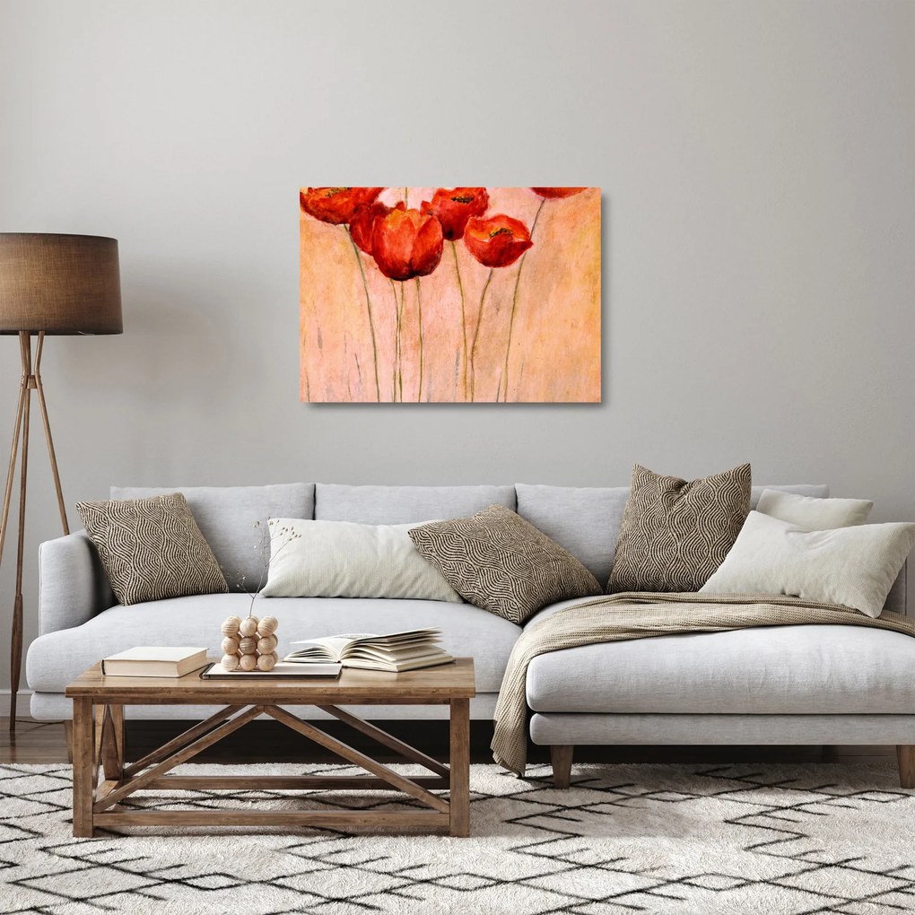 Kép - piros tulipán (üvegen) (70x50 cm)
